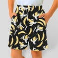 thumbnail image 2 of FINALGANG Boys Kids Casual Shorts With Cartoon Banana Print Contrast Drawstring Elastic Waist Loose Fit Side Pockets Beach Shorts For Summer Daily Wear Black 13-14 Years, 2 of 4