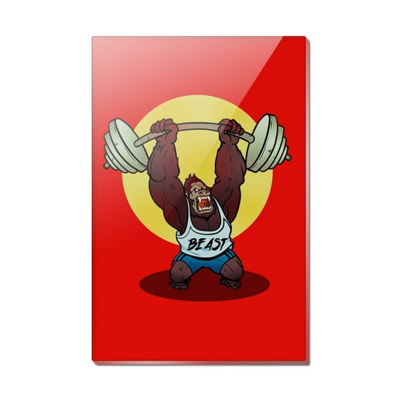 Gym Beast Lifting Weights Weightlifting Strength Training Rectangle Acrylic Fridge Refrigerator Magnet