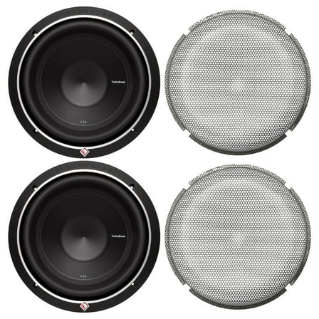 Rockford Fosgate 2 P2D4-12 12” 600 Watt DVC Subwoofers and 2 P2P3G-12 12” Stamped Mesh Grille Insert
