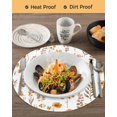 thumbnail image 3 of 13 Inch Round Placemats Set of 6, Brown Spring Floral Non Slip Heat Insulation PP Table Mats, Flowers Botanical Elegant Pastoral Washable Place Mats for Kitchen Dining Party Table Decor, 3 of 7