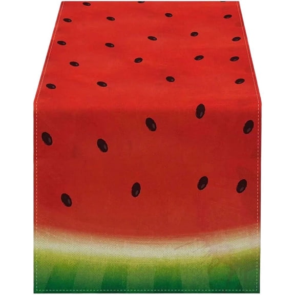 Hzzsbu Watermelon Print Linen Table Runner 183cm Washable Summer Theme Tablecloth for Entryway Farmhouse Decor