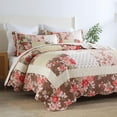 thumbnail image 2 of Nordmiex Patchwork Cotton Quilt Set Luxury Rose Bedding Set, Queen, 2 of 6