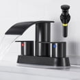 thumbnail image 2 of Kede Waterfall Bathroom Faucet Lavatory 2 Handle 3 Hole 4 Inch Bathroom Sink Faucet Washbasin Faucet with Deck and Pop-up Drain Black Centerset Bathroom Faucet, 2 of 7