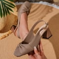 thumbnail image 2 of HomeDM Women's Low Block Heels Square Closed Toe Slingback Slip-On Work Wedding Party Dress Shoes, Khaki Size 9.5, 2 of 9
