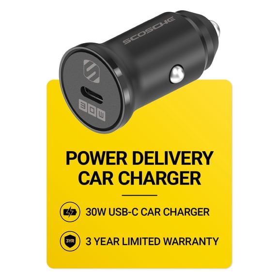 Scosche PowerVoltâ„¢ Power Delivery 3.0 30W USB-C Compact Mini Fast Charging Car Charger SCPDC30LC-RP