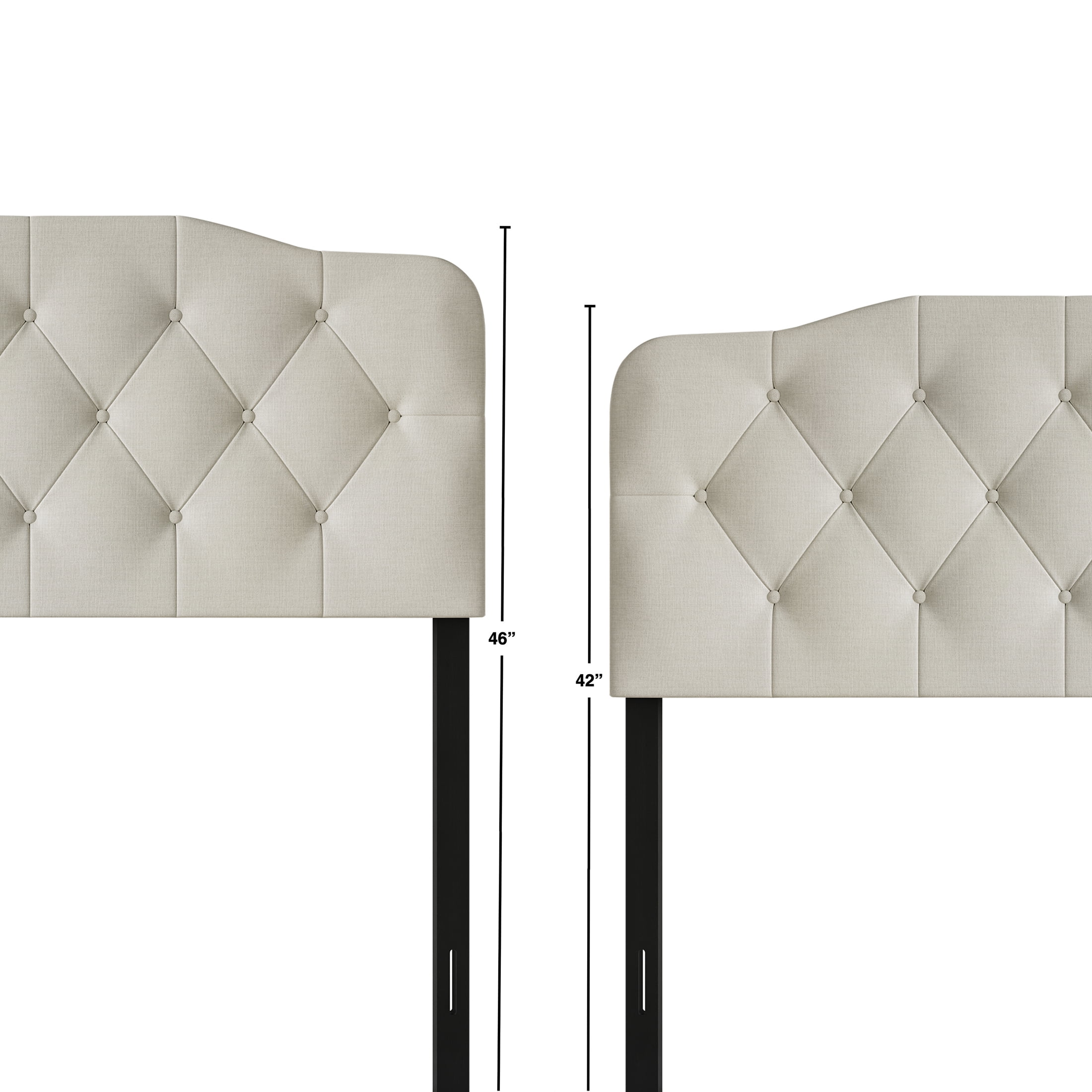 Castle Place Modern Button-Tufted Linen Queen Upholstered Headboard, Light Grey
