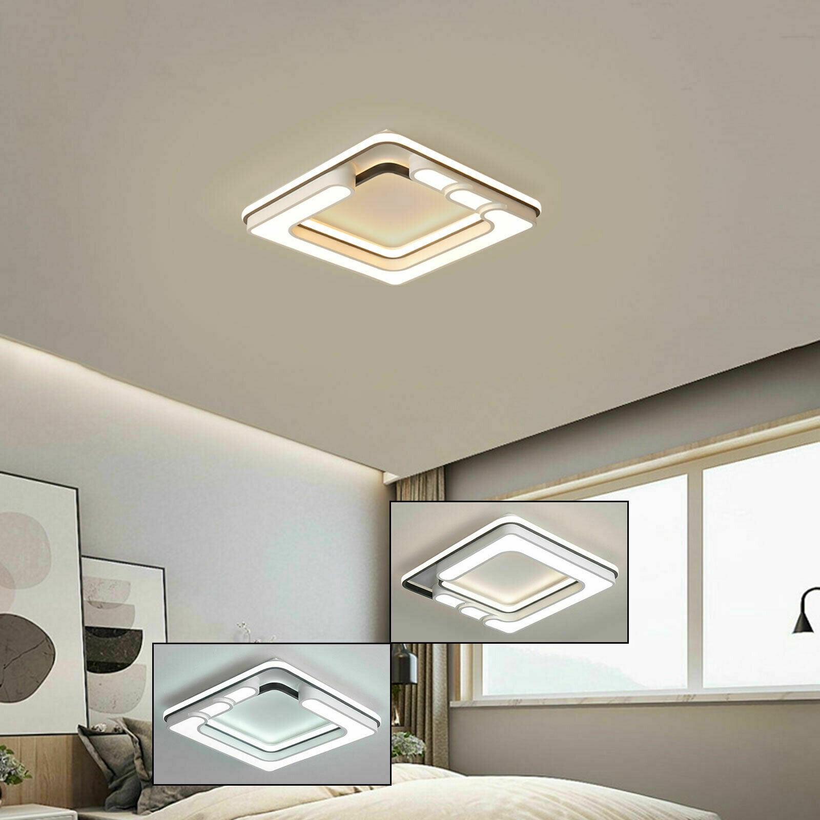 MONIPA LED Ceiling Light, Remote Control Ceiling Light Fixture LED 32W Dimmable Close to Ceiling Lights Flush Mount 15.7Inch Night Lamp