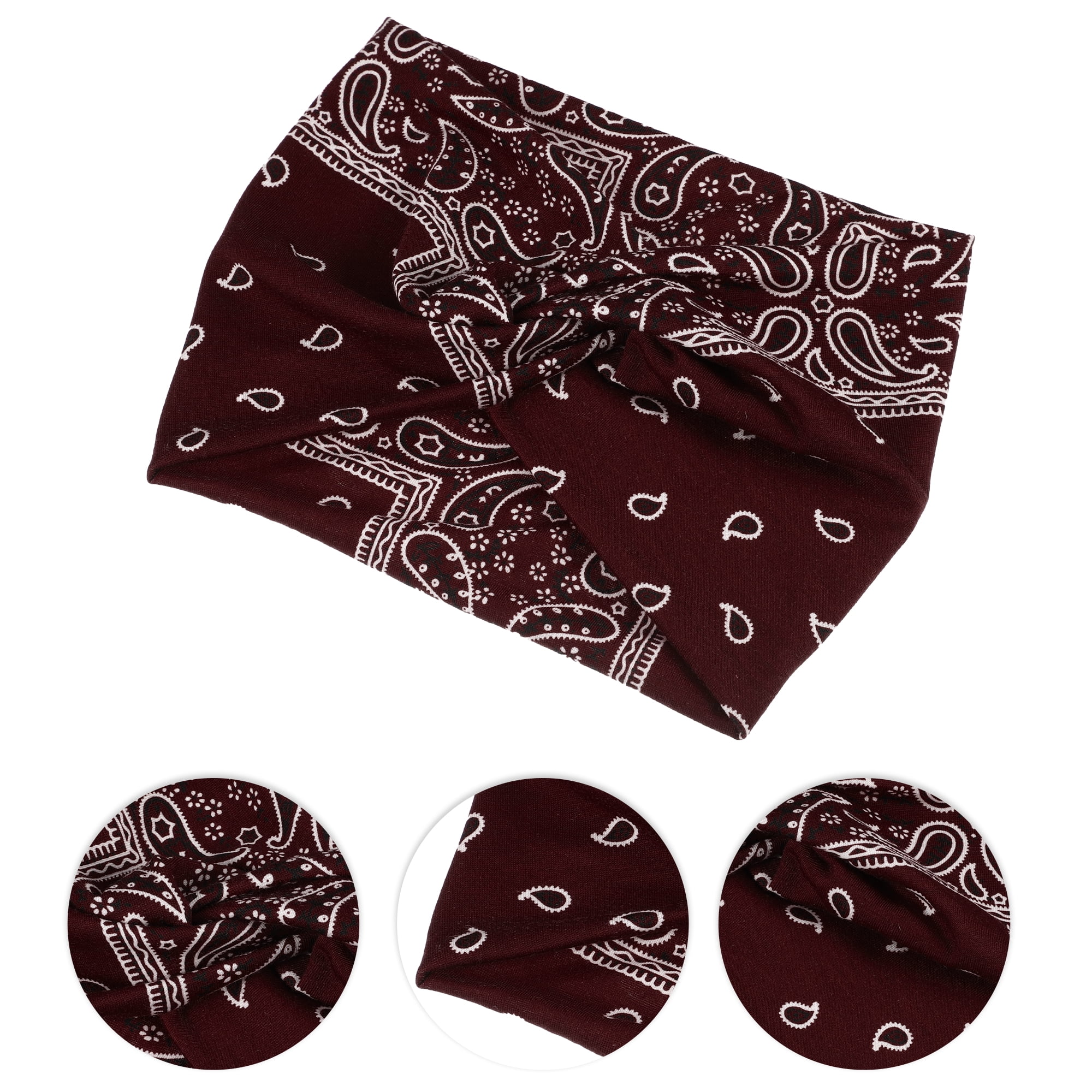 Unique Bargains Fashion Bohemia Widening Knotted Headwrap Brown Yellow Black Red 4pcs