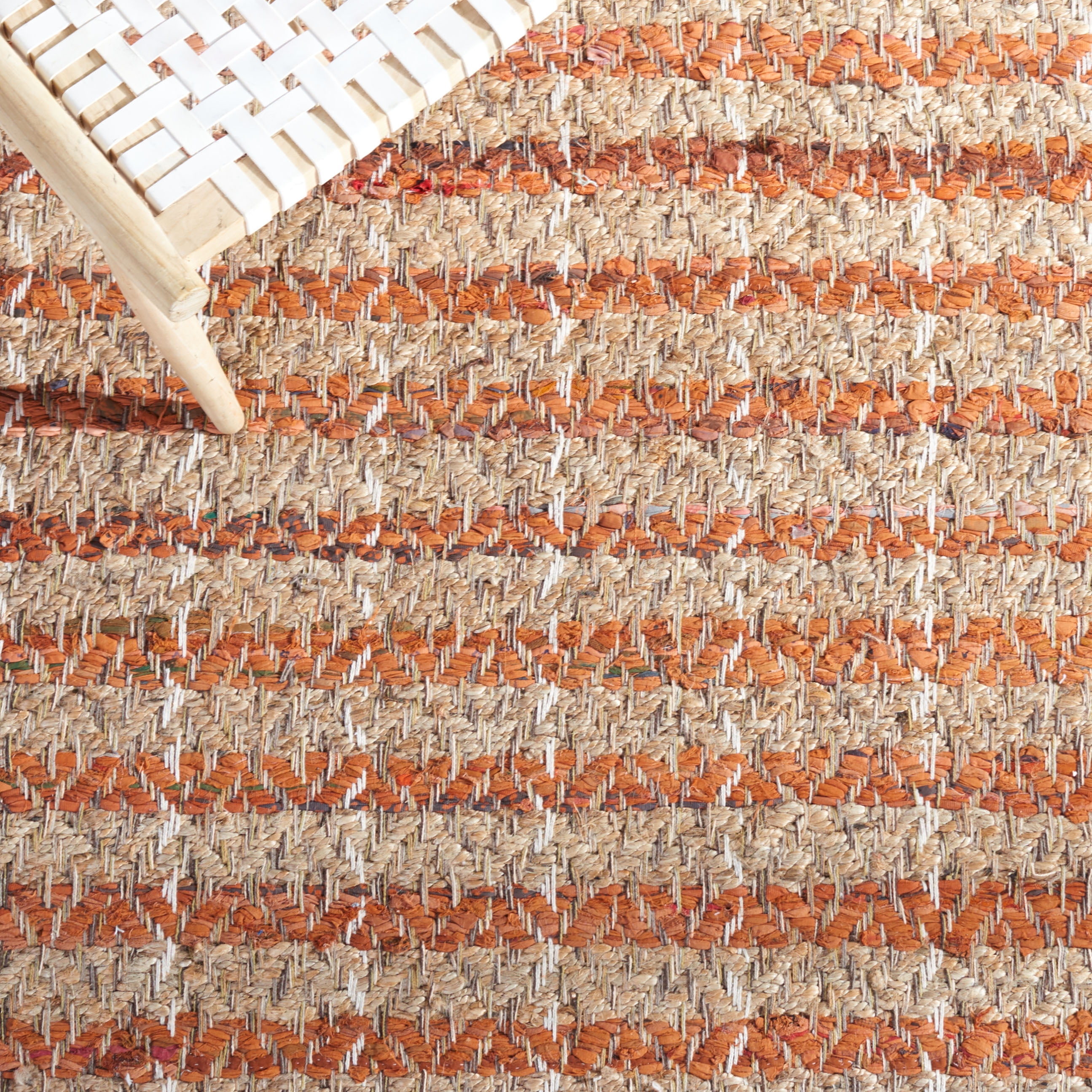 SAFAVIEH Cape Cod Valery Striped Area Rug, Orange/Natural, 8' x 10'