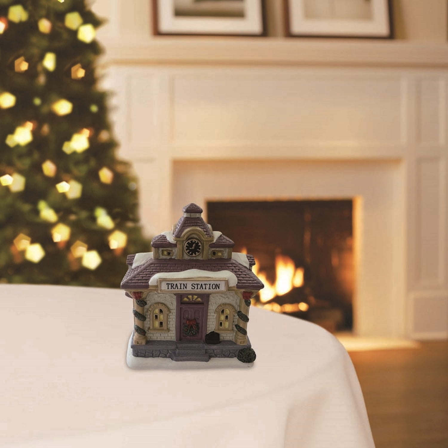 Porcelain Train Station Mini Christmas Village Building, Multicolor, 4", by Holiday Time