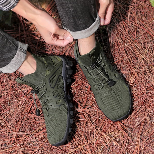Zapatos descalzos para hombre, cordones elásticos antideslizantes para senderismo, ciclismo (41 verde militar) Wdftyju Tenis De Mujer Tenis De Hombre