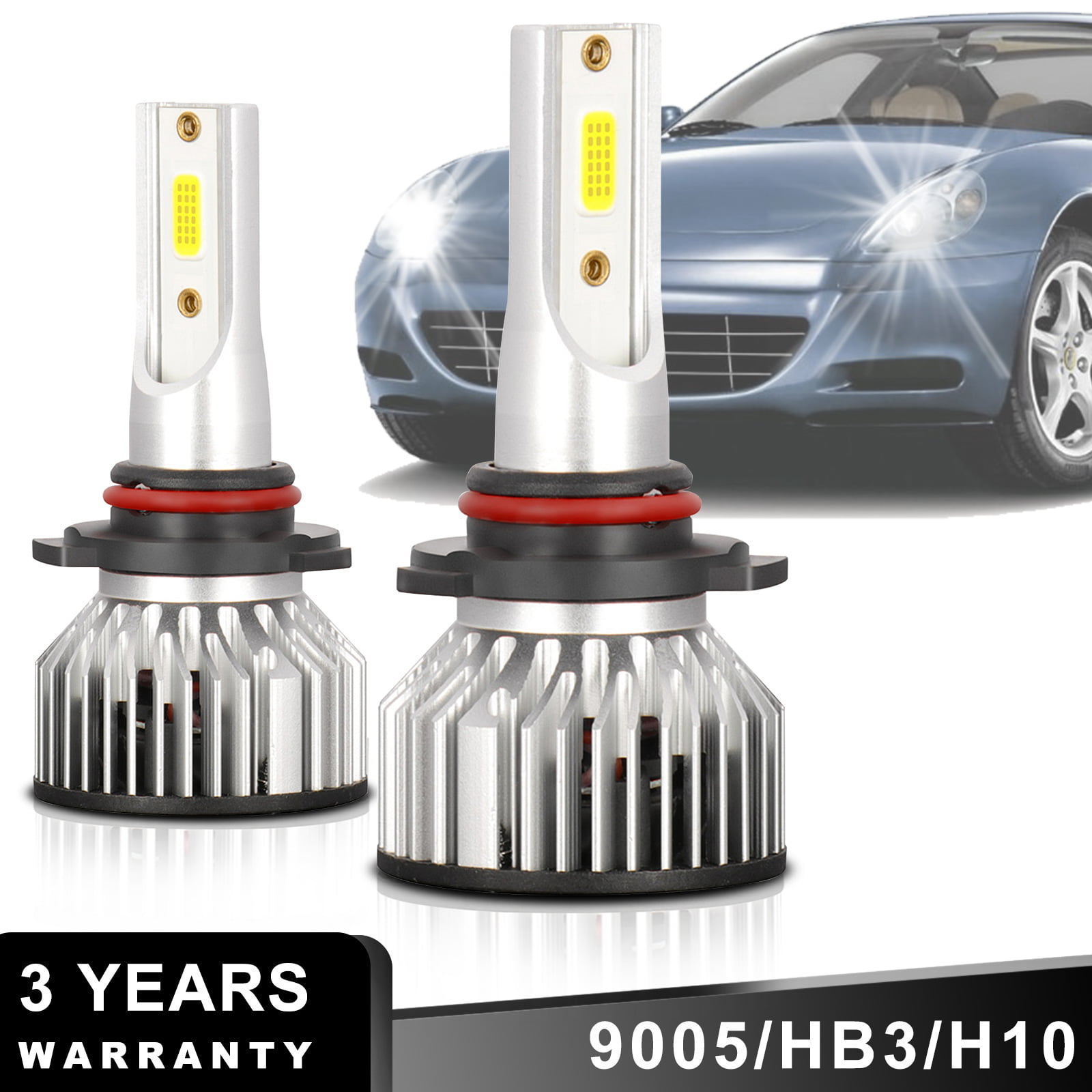 9005 HB3 White LED Headlights Bulbs Kit High Beam 35W 4000LM 6000K Waterproof 