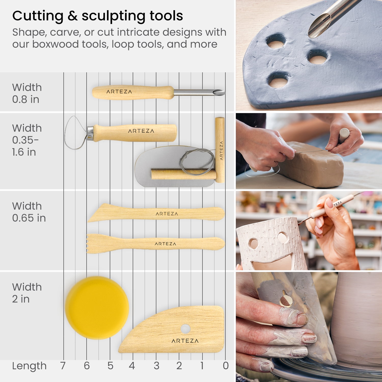 Arteza Pottery and Clay Sculpting Tools Art Supply Set, Set of 42