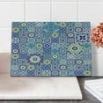 thumbnail image 2 of Blue Cutting Board, Rich Pattern of Moroccan Tiles Patchwork Style Pattern Oriental, Decorative Tempered Glass Cutting and Serving Board, Small Size, Multicolor, by Ambesonne, 2 of 5