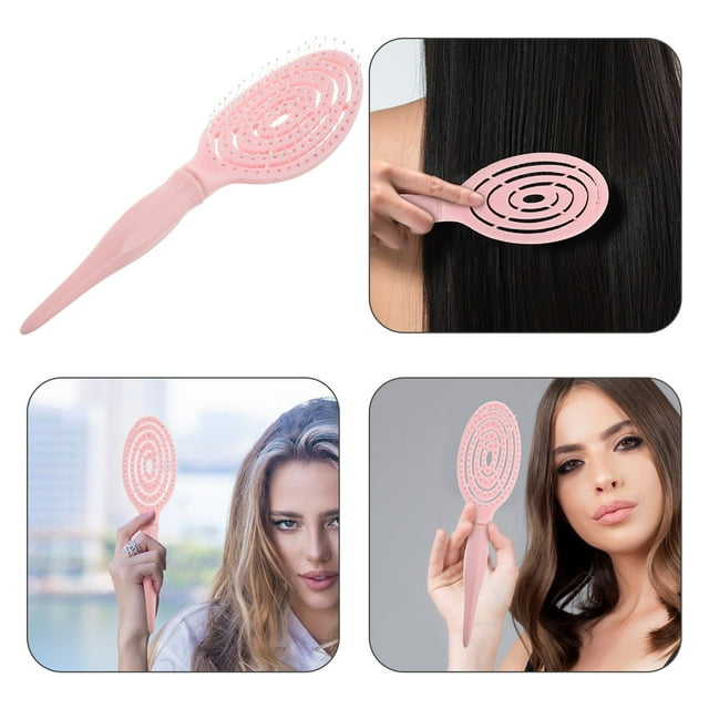 unbranded Peine Para Styling Rosa Portátil Con Curvos Para Crear Volumen Y Desenredar