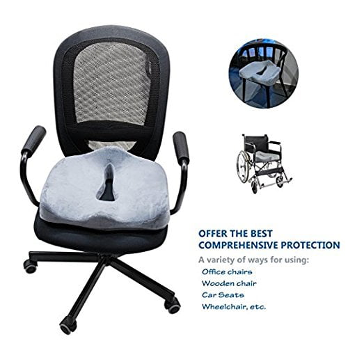 Smarten Memory Foam Office Chair & Car Seat Cushion for Back Pain and  Sciatica Relief, Gray 