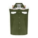 thumbnail image 4 of Camisas de Cuello para los Hombres de Moda Casual Imprimir Turndown Cuello sin Mangas Bolsillos Deportivos Tanque, Ligero Top de Verano, 4 of 5