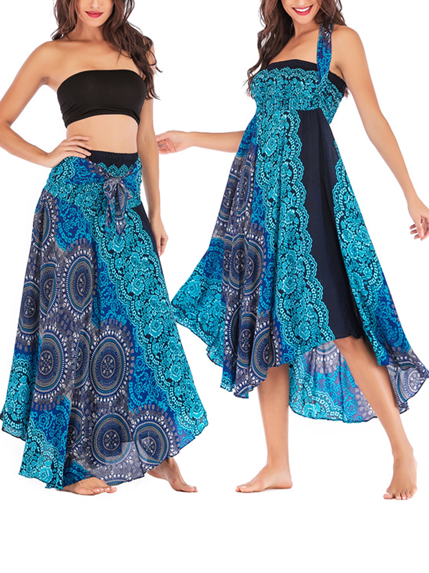 Ladies Womens Long Plain Belted Maxi Boho Style Gypsy Vintage Jersey Knit Skirt 