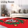 thumbnail image 2 of ODIKA 2'x3' Machine Washable Non-Slip Area Rug, Playful Skull with Santa Hat Surrounded by Twinkling Stars and Holly Leaves High Traffic Rug, Red, 735396, 2 of 7