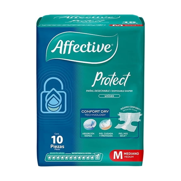Pañales para adulto Affective Active anatómico mediano 10 pzas
