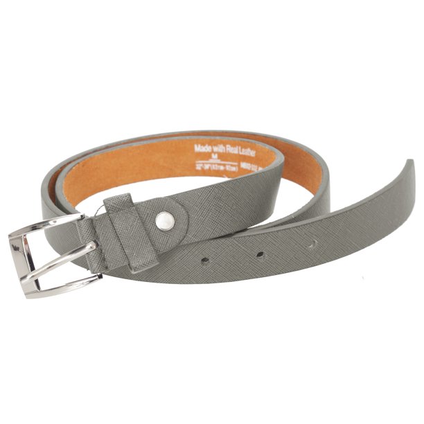 Forest - Cinturón fino de piel auténtica para hombre caballero (Gris)