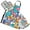 Colorful Horse Line Art, variant on Funny Colorful Frog Face 5 Pcs Kitchen Set Heat Resistant Oven Mitts and Non-Slip Pot Holders with Adjustable Cooking Apron