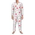 thumbnail image 3 of Daiia Red coral and scallop seashell for Men's Long-Sleeved Pajama Set – Soft & Comfortable Sleepwear Button-Up Pajamas Cozy Lounge Wear-Medium, 3 of 7