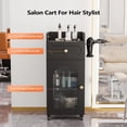 thumbnail image 3 of Salon Cart with Wheels & Adjustable Shelf, Black 3-Tier Rolling Beauty Trolley for Hair Stylist, Barber, Esthetician, Storage Cabinet w/Glass Door & Hair Dryer Holder, Mobile Station for Spa, Tattoo, 3 of 16