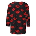 thumbnail image 2 of Guluxicc Valentine's Day Shirts for Women Casual Crewneck 3/4 Length Sleeve T Shirts Fashion Cute Graphic Print Pullover Tops, Black, 3XL, 2 of 4
