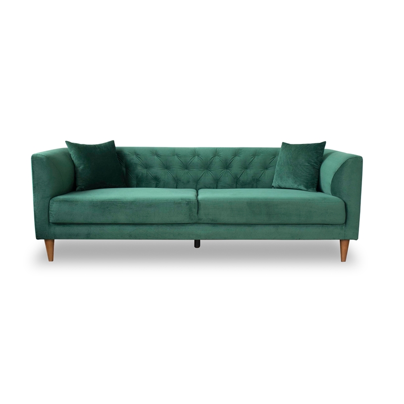 Calvon Luxury Modern Tufted Pet Friendly Velvet Living Room Green Couch