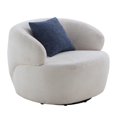 thumbnail image 3 of 360° Swivel Barrel Chair, Teddy Fleece Single Sofa, Modern Cloud Couch with Curve Armrest and 1 Pillow, Oversized Lounge Chair with Thickened Seat for Living Room, White, 3 of 9