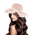 thumbnail image 4 of Sombrero de paja de verano para niña: gorra de playa de ala ancha transpirable con correa ajustable, sombrero de pescador para niñas para protegerse del sol., 4 of 7