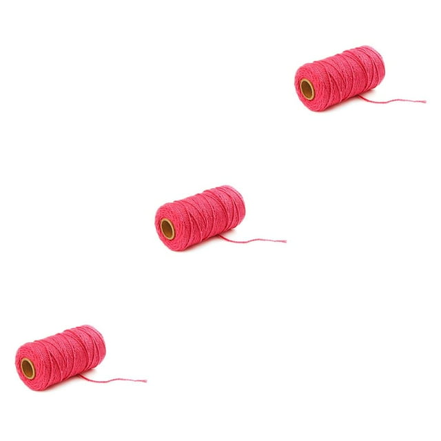 Decodeary Corde Macramé Rustique 2mm 100m Corde Torsadée en Coton Coloré Bricolage Artisanat rose Rouge 3Ensemble