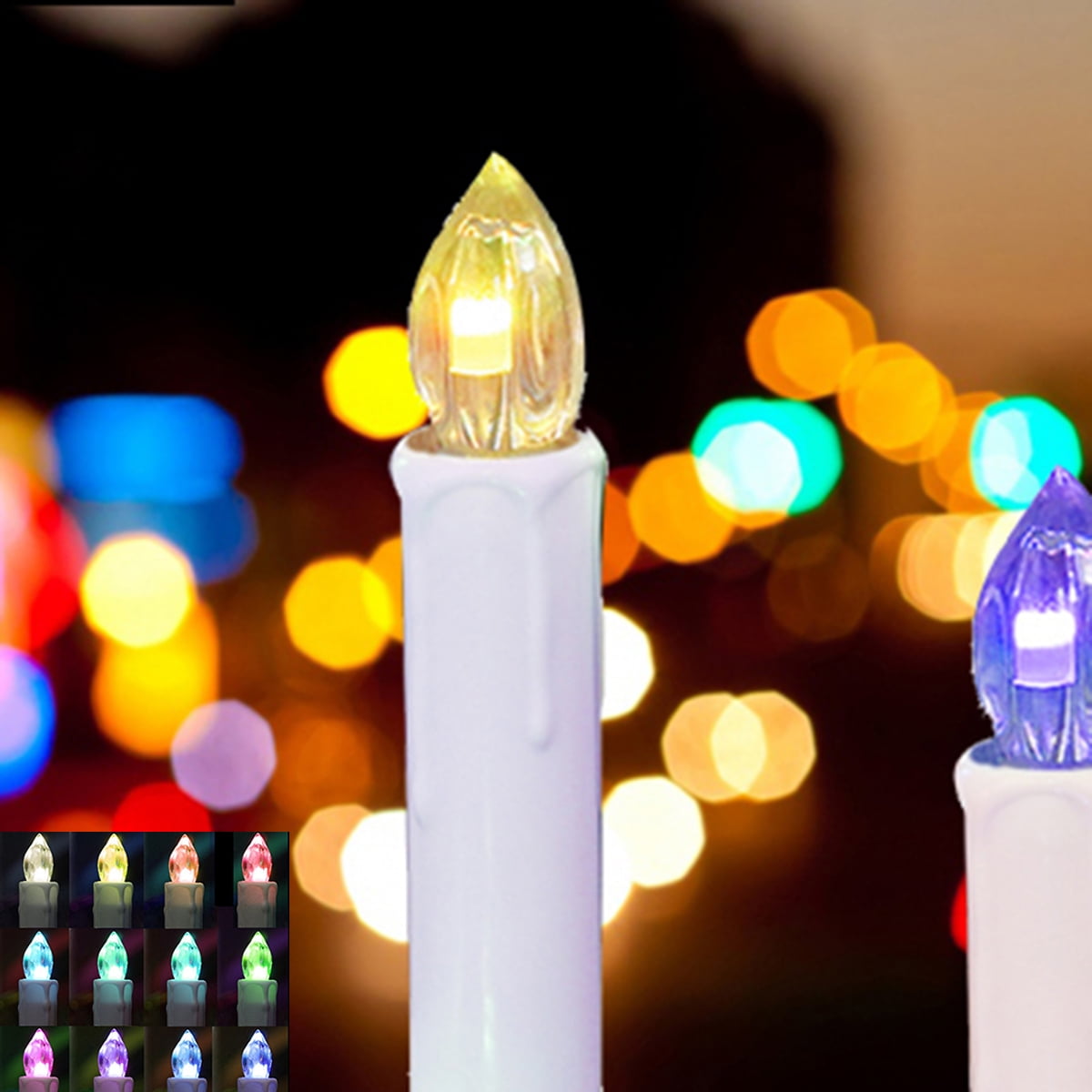 20PCS Christmas LED Window Candles, Flameless Taper Candles Light with Remote Timer/Clips, Colorful Light for Home Indoor Outdoor Christmas Trees Decor