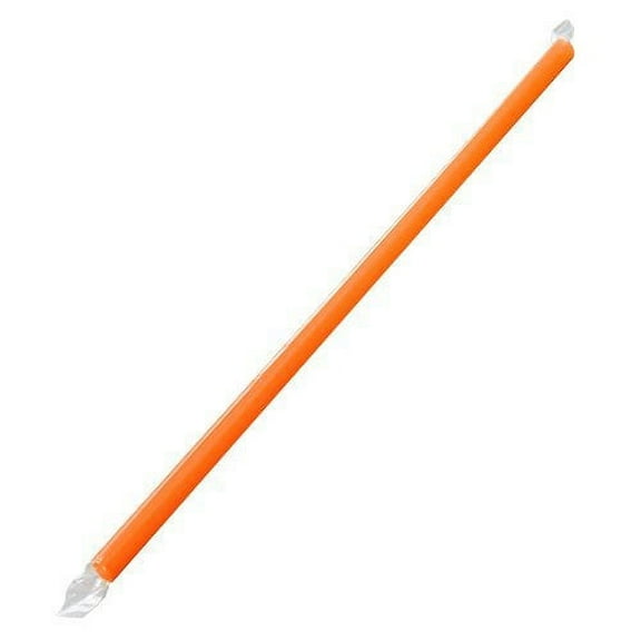 Lollicup C9075 (Orange) Karat Giant Straws, Poly-Wrapped, 9" Length, Solid Orange (Case of 2500)