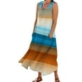 thumbnail image 1 of TSADFHJI Jupes pour Femmes Longueur Midi en Cuir Col Rond Décontracté Imprimé Géométrique Sans Manches avec Poches Robe Longue TG Bleu, 1 of 6