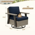 thumbnail image 4 of INTER HUT Serenity Retreat 360° Swivel Rocker Patio Chair, Outdoor Rattan Swivel Chair with Cushions, Set of 2, Beige/Dark Blue, 4 of 9