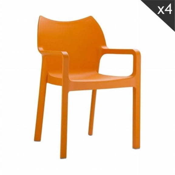 Compamia ISP028-ORA Diva Resin Outdoor Dining Arm Chair Orange -  set of 2