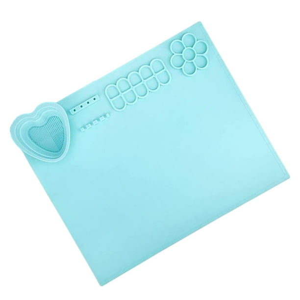 Tapete de silicona para manualidades, lavable, multiusos, soporte para pinceles, paleta de pintura DIY Azul