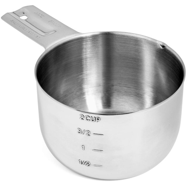 Hudson Essentials Juego de tazas y cucharas medidoras de acero inoxidable (1 pieza, 2 tazas)