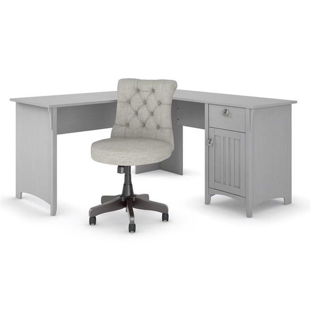 Pemberly Row Ensemble Bureau et Chaise en L en Bois d'Ingénierie, Gris Cape Cod