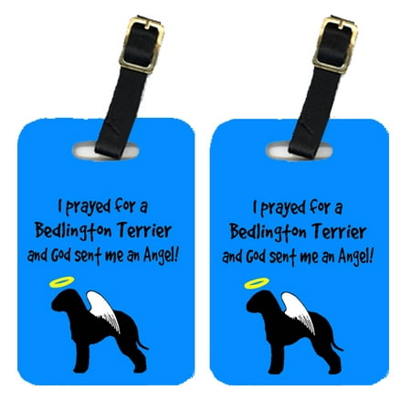 Pair of 2 Bedlington Terrier Luggage Tags