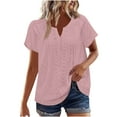 thumbnail image 3 of Conjuntos de trabajo para mujer,Blusa de encaje de manga corta para mujer, cuello redondo, mezcla de poliéster y elastano, para uso diario informal, sopatenor, 3 of 9