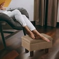 thumbnail image 6 of Foot Stool Ottomans Linen Footrest Storage Ottoman Step Stool Seat with Solid Wood Legs Modern Accent Stools for Couch Living Room Brown, 6 of 7