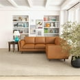 thumbnail image 2 of Timbukto Tan Leather Modern Living Room Symmetrical Corner Sectional Sofa, 2 of 7