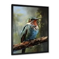 thumbnail image 2 of Designart "Radiant Beauty of Blue and Green Hummingbird" Animals Framed Wall Art - Traditional Blue Hummingbird Living Room Framed Canvas Art, 2 of 6