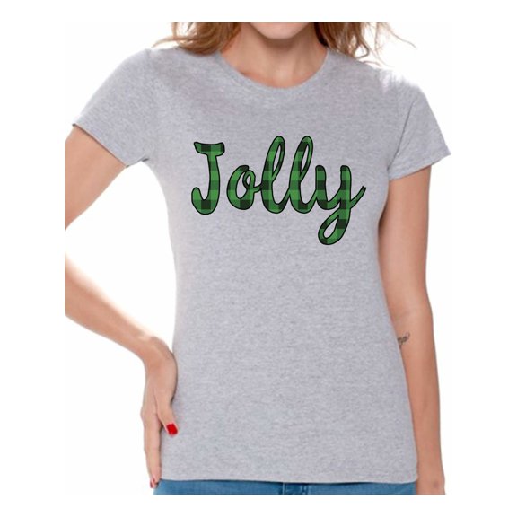 Awkward Styles Xmas Shirts for Women Christmas Jolly Plaid T-Shirt