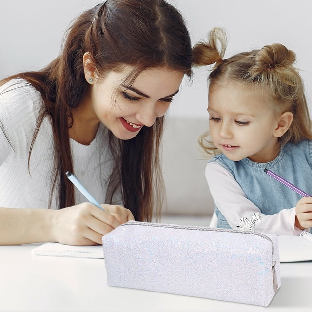 Estuche para Lápices con Lentejuelas Brillantes | Estuche de Tela Oxford (Paquete de 2) | Organizador de Papelería de Gran Capacidad para Hombres y Mujeres | Neceser Multiusos para Maquillaje y Herra
