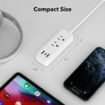 thumbnail image 3 of BN-LINK Flat Plug Power Strip with 2 AC Outlets, 2 USB A and 1 USB C Ports(5V,2.4A), 6 Feet Extension Cord, Compact Nightstand Desktop Charging Station for Travel, Dorm, Cruise Ship, ETL & FCC Listed, 3 of 6