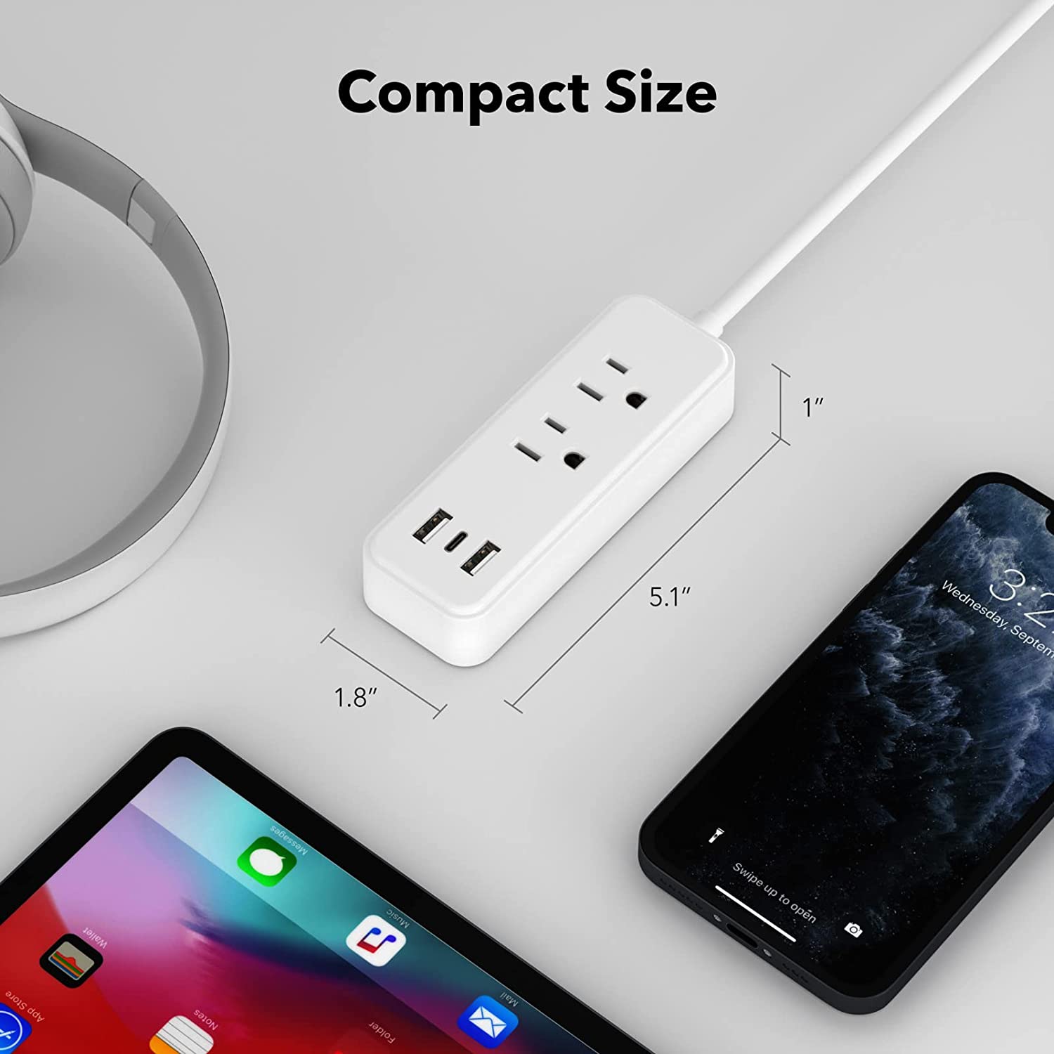 BN-LINK Flat Plug Power Strip with USB Ports, 6-Foot Cord photo 3